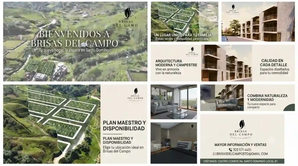 Plano urbanístico del proyecto Brisas del Campo en Santo Domingo, mostrando la distribución de los lotes disponibles.